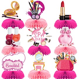 FANOST 9 Pieces Spa Birthday Party Supplies for Girls, Spa Party Decorations Makeup Birthday Party Decorations, Spa Party Centerpieces, Spa Birthday Party Centerpieces for Table, Spa Day Party Decor