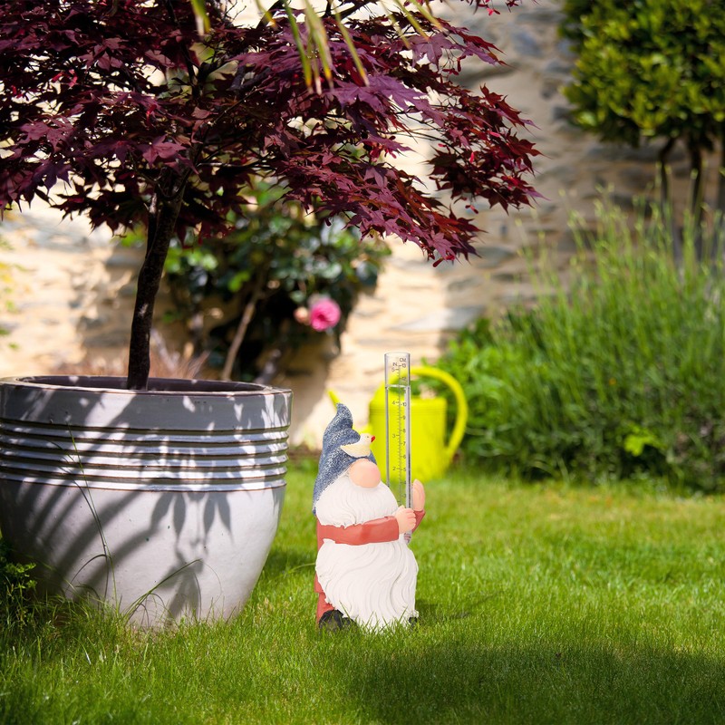 Relaxdays Gnome Rain Gauge Weather-Resistant Analogue Rain Indicator 18 x