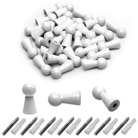 MroMax Natural Wooden Coat Hooks Wall Mounted Vintage Hat Rack Towel Hooks for Hanging Door Closet Bathroom White 30Pcs