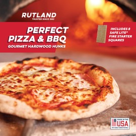 Rutland Perfect Pizza & BBQ Gourmet Hardwood Hunks, All Natural Wood Chunks Designed for Pizza Ovens, Smokers & BBQ Grilling, Pressed Hickory with No Additives or Accelerants, 8 lb Bag