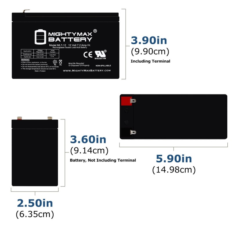 Mighty Max 12V 7.2AH SLA Battery for LiftMaster LA400D Dual