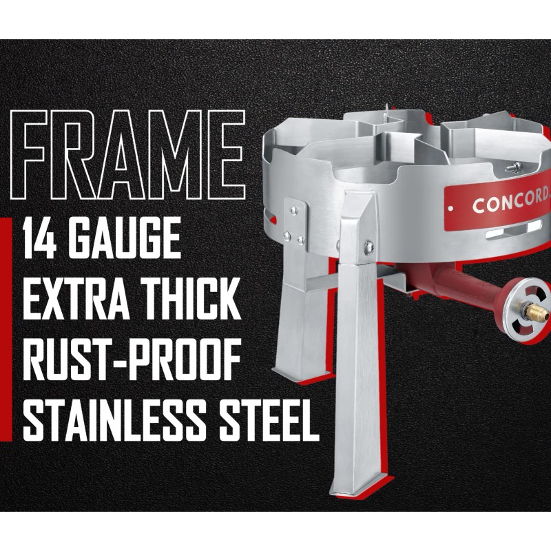 CONCORD Titan Burner. Stainless Steel Single Propane Burner. 50,000 BTU.