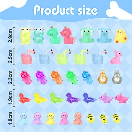 Pack of 80 Mini Luminous Resin Animals, Miniature Colourful Resin Small Rabbit Dinosaur Elephant Unicorns for Crafts Miniature Figures for Aquarium Dollhouse Miniature Garden Craft Pot Decorations