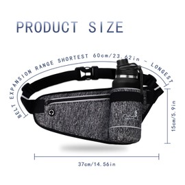 Fatiya Running Belt with Water Bottle Holder, Adjustable Running Pouch Belts for Women Men, Outdoor Fanny Pack Reflective, Waist Hydration Belt for Hiking Climbing Cycling (Black)