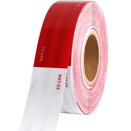 WAENLIR 2 inch x 160Feet Reflective Safety Tape DOT-C2 Waterproof Red and White Adhesive Conspicuity Tape for Trailer, Outdoor, Cars, Trucks