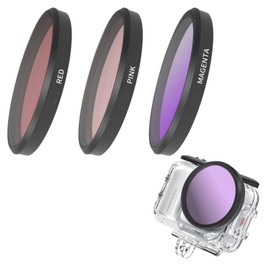 Ferbao Dive Lens Filter Set for Insta360 Go Ultra,Red, Pink, and Purple Filters for Insta360 Go Ultra Waterproof Housing（3-Piece Set）