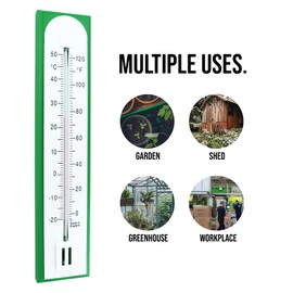 Accurate Room Thermometer For Use As Room Temperature Thermometer In The Home Office Garden or Greenhouse Easily Wall Mounted (Green)