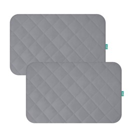 Pack and Play Sheets Fitted Waterproof Pack and Play Mattress Protector Pad Cover 2 Pack Gray Quilted 39" x 27"