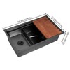 Black Kitchen Sink, 29.5" x 17.7" Undermount Workstation Sink, Drop-in