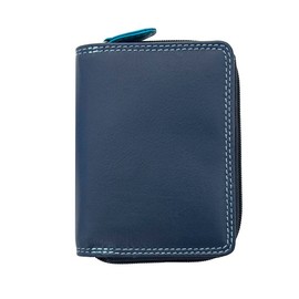 Luxury Small Multicolour Woman’s Leather Purse - RFID Blocking Women's Bifold Wallet Ladies Designer Purses Popper Opening Soft Premium Leathers - Navy Blue