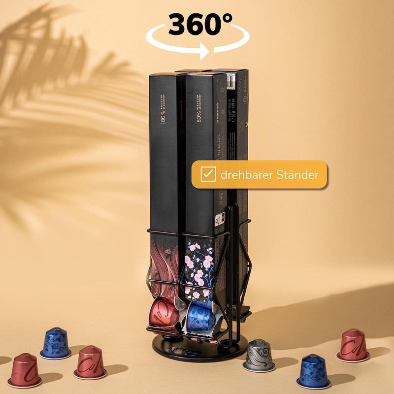 eluno Capsule Stand for Nespresso, Capsule Dispenser for Carton, 360°