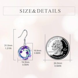 CRMAD Purple Tulip Earrings for Women Sterling Silver Tulip Flower Dangle Leverback Earrings (crystal 2)
