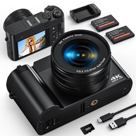 Digital Camera, 4K 64MP Digital Camera for Photography Vlogging Selfie Cameras with 32G Memory Card, 2.8" Screen, Anti-shake, Autofocus, Flash Light,16X Digital Zoom