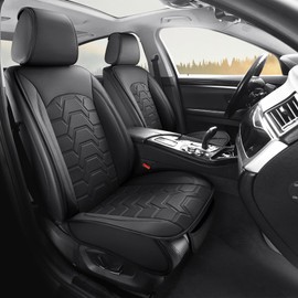 hoozoom Leather car Seat Covers Breathable Car Seat Protector Front seat Covers Universal Fit for 95% Car Truck SUV Van Vehicles （Black，2PCS）