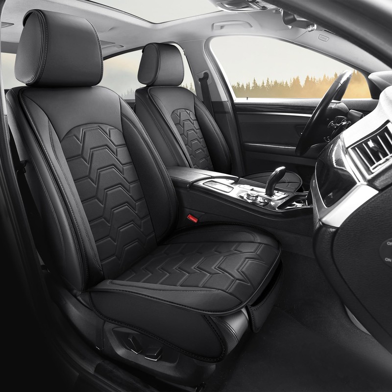 hoozoom Leather car Seat Covers Breathable Car Seat Protector Front