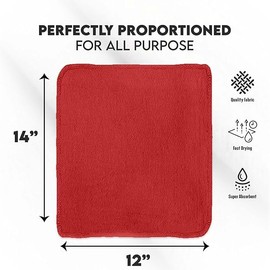 Corporate Hills Cotton Shop Towel – Multipurpose Cleaning Cloths (14" x 12" - Pack of 500 - Red) Reusable Shop Rags for Automobiles, Industrial, Restaurants, Garage, and Homes