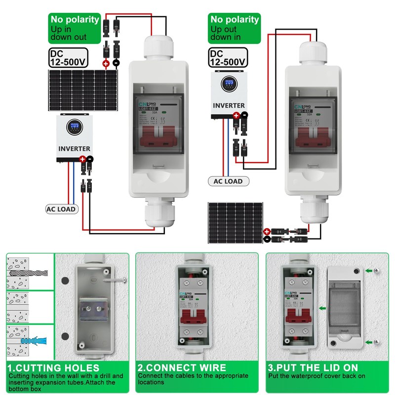 CNLonQcom 32 Amp Solar Disconnect Switch DC500V Circuit Breaker, AC