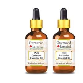 Greenwood Essential Pure Coriander Essential Oil (Coriandrum sativum) with Glass Dropper Steam Distilled 100ml x 2 (6.76 oz)