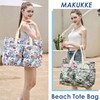 Makukke XXL Beach Bag, Large Beach Bag with Shoe Compartment,
