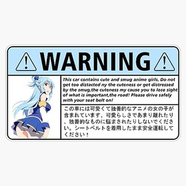 Aqua Cute Konotsuba Warning Car Anime Vinyl Sticker Waterproof Bumper Sticker Laptop Window 5"