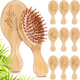 Nuogo 10 Pcs Inspirational Gift Mini Hair Brush for Women Men Aesthetic Gift Wooden Hairbrush Paddle Comb Brush for Curly or Long Hair Thank You Gifts for Team Coworker Teacher Nurse(Stylish)