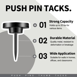 30 PCS Metal Black Push Pins for Wall Clear Thumb Tacks for Walls Flat thumbtacks Push pin for Bulletin Board Shadow Box Display Thumbtack for Cork Board | OIAOIW