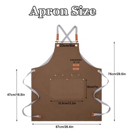 ruitao Canvas Aprons, Work Aprons for Men Women, Chef Aprons with Adjustable Strap and 4 Pockets, Apron for Servers Kitchen Cooking Baking Artist Painting, Baking Gardening BBQ Cross Back