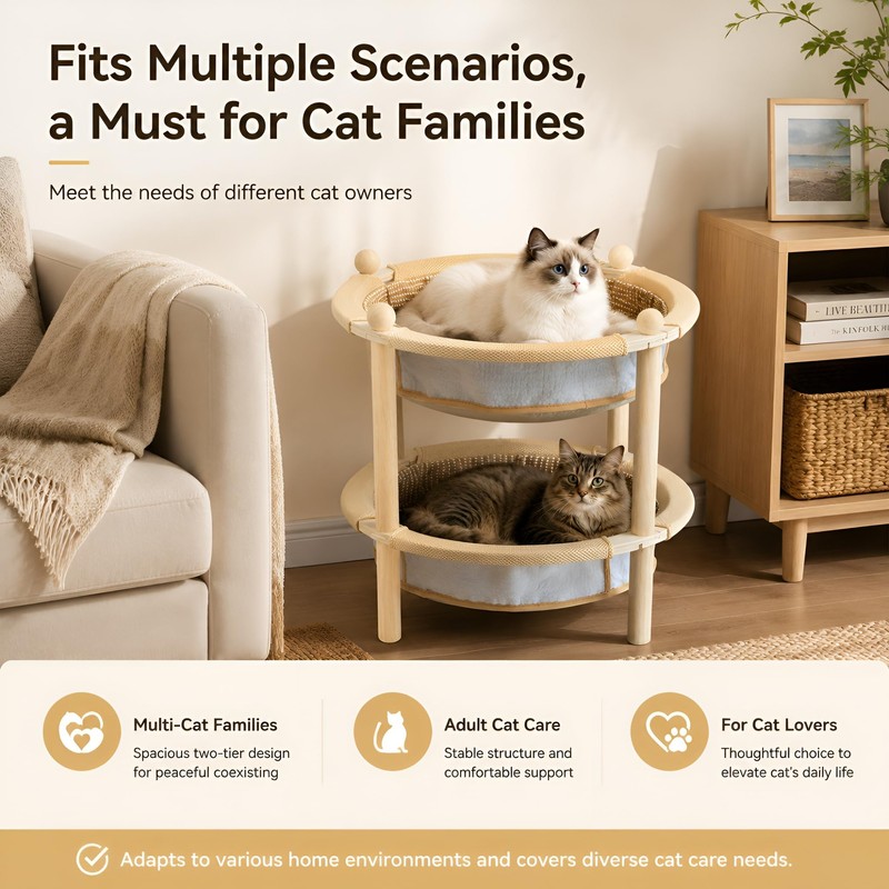 MUZIBAMA 2-Tier Elevated Cat Hammock Bed, 2-in-1 Natural Sisal Jute