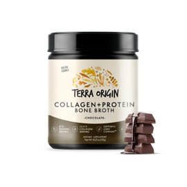 TERRA ORIGIN Collagen Peptides Powder | Bone Broth Hydrolized Collagen Type I and III Protein Supplement | for Women and Men Hair, Skin, Nail and Joint Support | Chocolate (20 Servings)