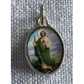 Saint Jude Catholic Medal Pendant Charm | Silver Tone | San Juditas Medalla