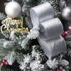 Ribbli Silver Glitter Wired Ribbon with Silver Metallic Edge,Christmas Ribbon