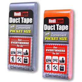 RediTape Travel Size Duct Tape Colors 2-Pack (Silver & Neon Orange) - Pocket Size Flat Mini Roll - for Repairs Outdoors Emergency Crafts - 1.88 inch x 5 Yards per Pack