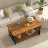 GreenForest Coffee Table with Round Corner, Farmhouse Center Table with