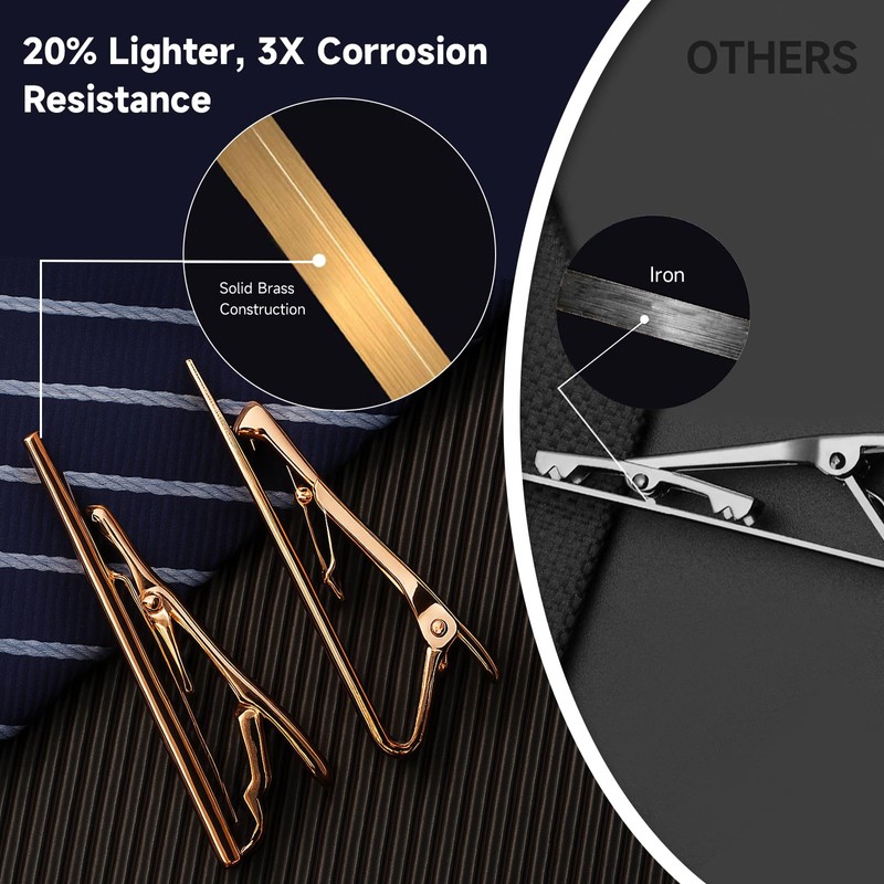 Tie Clips for Men, Shiny Necktie Tie Bar Pinch Clips,