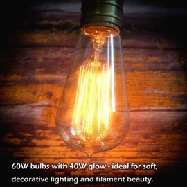 Jslinter 6-Pack Edison Light Bulb, Warm White 2200K Old Fashioned Incandescent Light, 60 Watt Dimmable ST58 Antique Vintage Style Light, Clear Glass e26 Base(60w/110v)