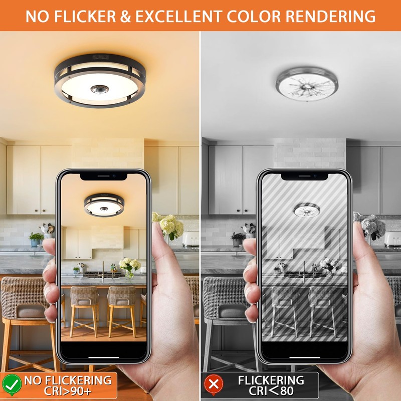 Slypadan Outdoor Motion Sensor Flush Mount Ceiling Light, LED Outdoor