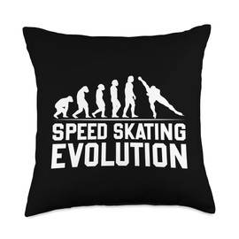 Winter Season Ice Rink Sports Speed Skating Skating Funny Evolution Chart Speed Skater Throw Pillow, 18x18, Multicolor