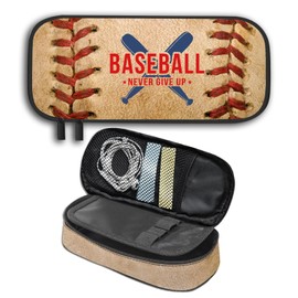Baseball Pencil Case for Boys Girls – Large Capacity School Supplies Organizer, Double Zipper Sports Pen Pouch with Compartments for Students Office, Back to School Essentials
