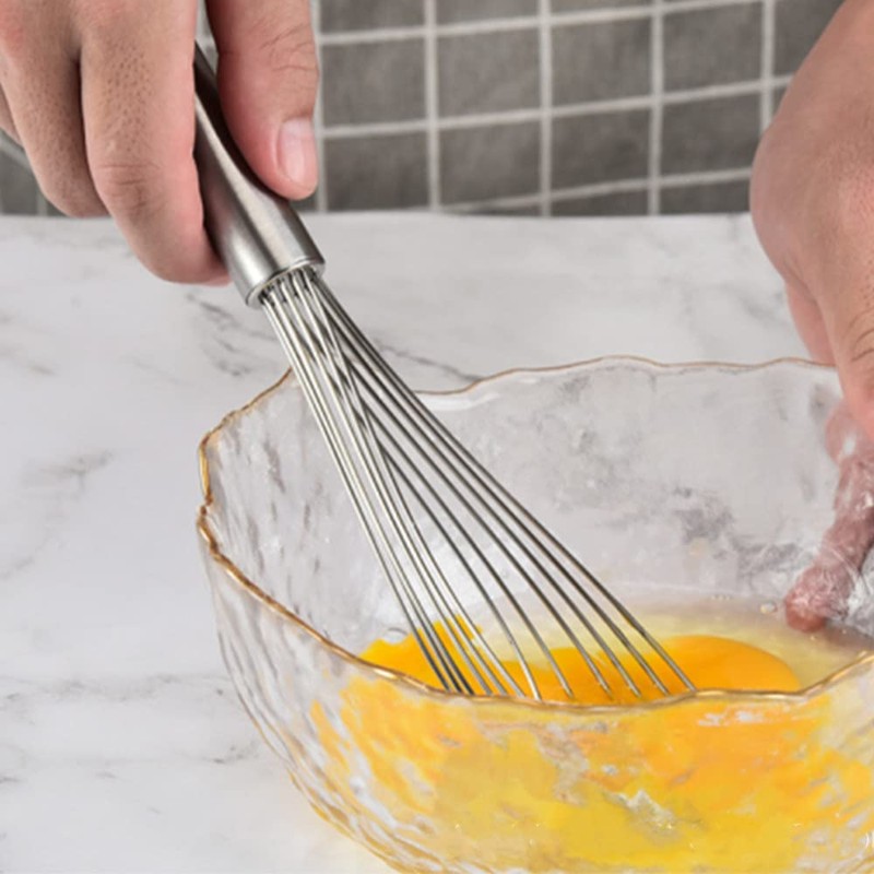 Xzhixiao 2 Pieces Flat Wire Egg Whisk Stainless Steel Egg