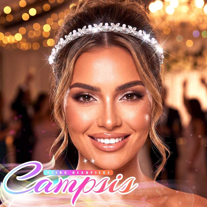 Campsis Rhinestone Headband Silver Pearl Hair Accessories Crystal Bride Hair