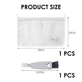 USHXVG 1Pc Refrigerator Organizer, 1Pc Nylon Cleaning Brush, Refrigerator Storage Bag, Kitchen Storage Bag, Hanging Mesh Bag, Double Compartment Refrigerator Organizer Bag