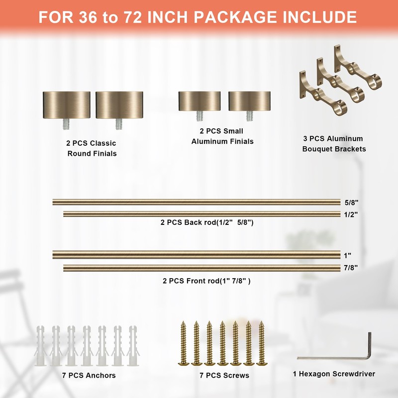 Lwiiom Double Curtain Rods with Aluminum End Cap and Full