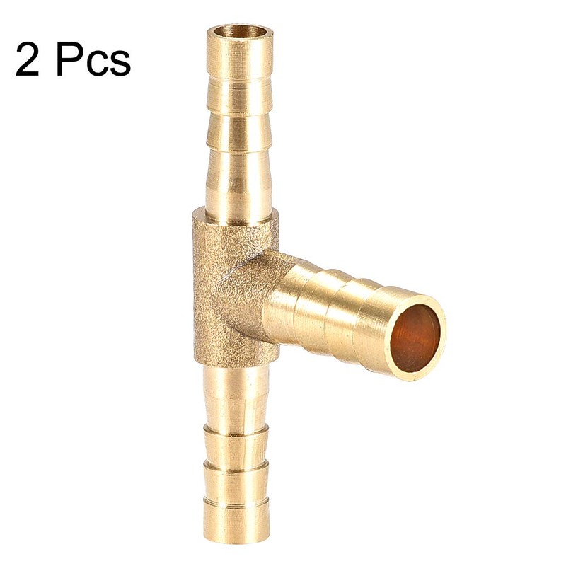 sourcing map Brass Hose Reducer Fitting T 3 Way Barb