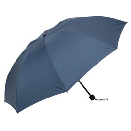 LIEBEN-0221 Men's Folding Umbrella, 25.6 inches (65 cm) x 8 Ribs, 3 Folding Umbrella when Opened, Navy (resin handle)