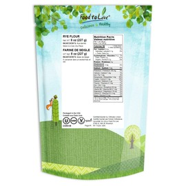 Rye Flour, 8 Ounces - Non-GMO Verified, Stone Ground from Whole Grain Rye Berries, Kosher, Vegan, Bulk, Great for Bread Baking, Product of the USA