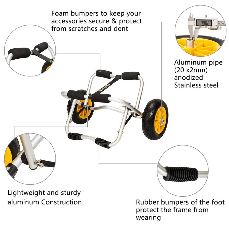 Bonnlo Universal Kayak Carrier - Trolley for Carrying Kayaks, Canoes,