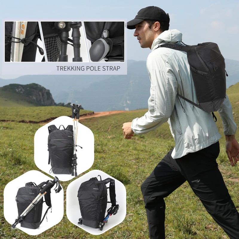 IX INOXTO Foldable Hydration Backpack with Two 500ML Flasks, 16L