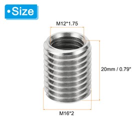 PATIKIL Thread Adapters Sleeve Reducing Nut, 6 Pcs M16*2 Male to M12*1.75 Female Repairing Insert Nut Screw Reducer Conversion Stainless Steel Fastener 20mm
