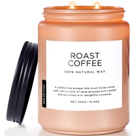 M&SENSE Coffee Candles Scented Strong, 2 Wick Jar Candle 19.4oz, 110 Hours Burning Time, Organic Natural Soy Wax Candle for Bedroom Kitchen Home Decor, Housewarming Gift for Men and Women
