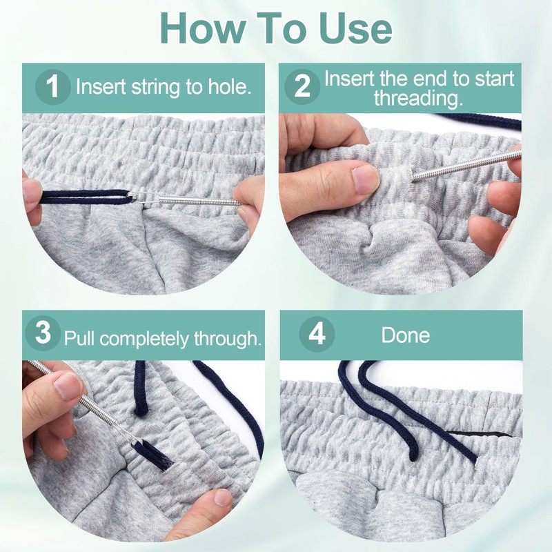 Winsyison 6pcs Drawstring Cord with Spring Threader Tool, 57.4in Hoodie